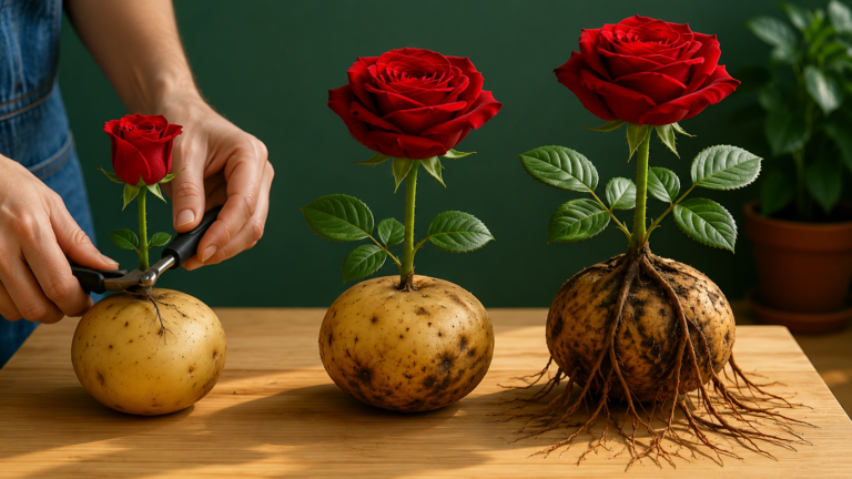 Włóż różę do ziemniaka – prosty sposób, który pomaga sadzonkom szybciej się ukorzenić